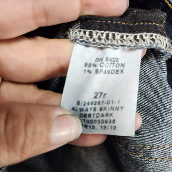 GAP Jeans Womens 27 Always Skinny Dark Blue Distressed Stretch - Picture 12 of 13